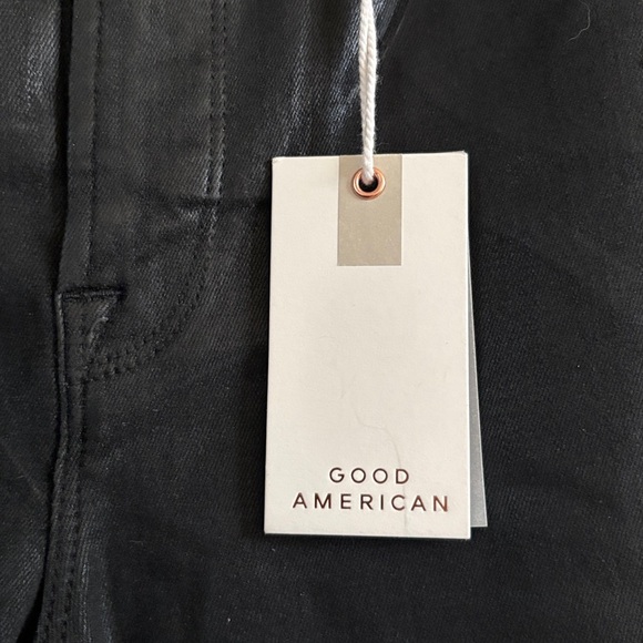 Good american icon faux leather jeans size 25 straight leg bikercore - Picture 7 of 9